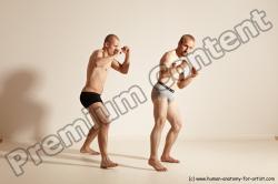 Underwear Martial art Man - Man White Moving poses Slim Short Blond Dynamic poses Academic